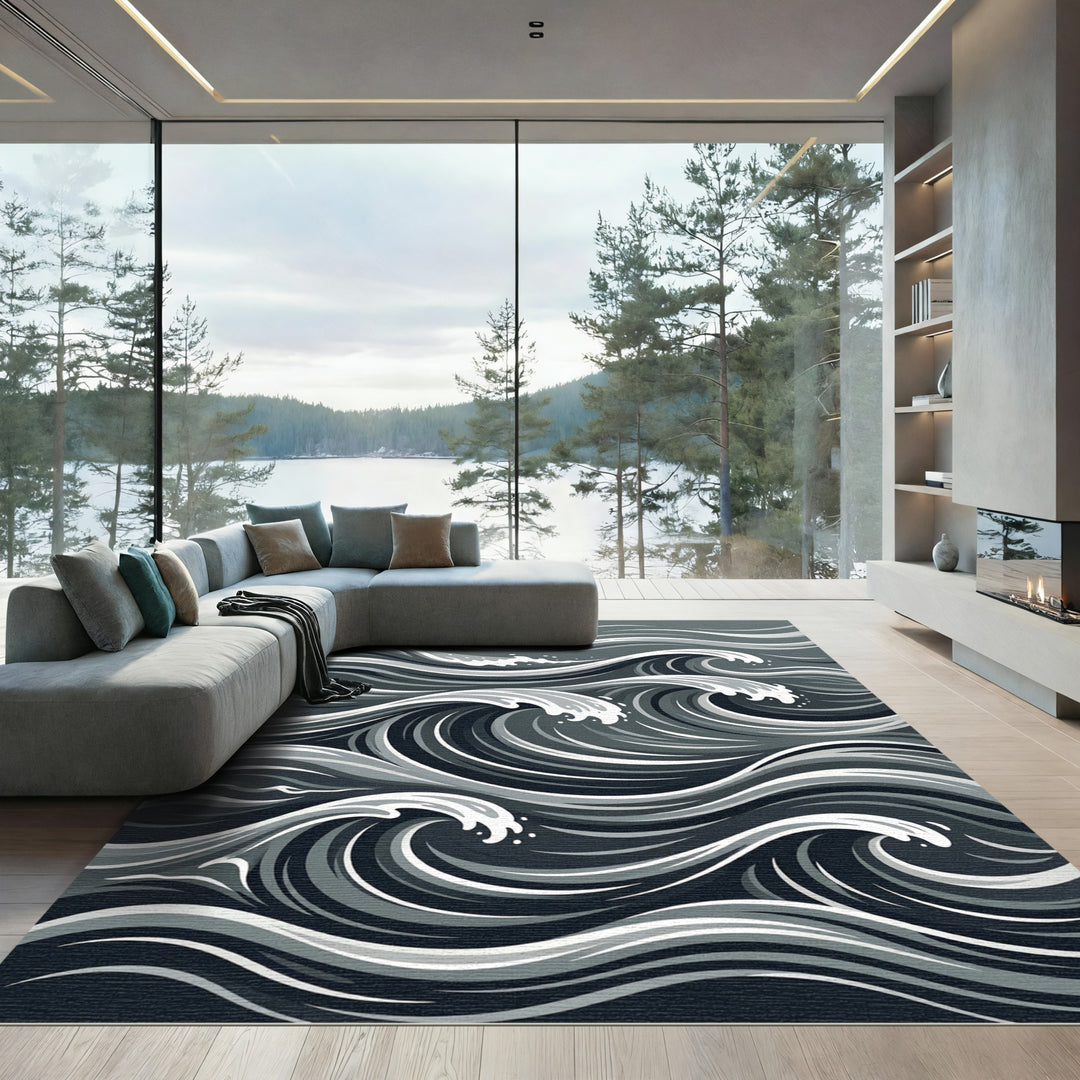 Monochromatic Abstract Wave Rug