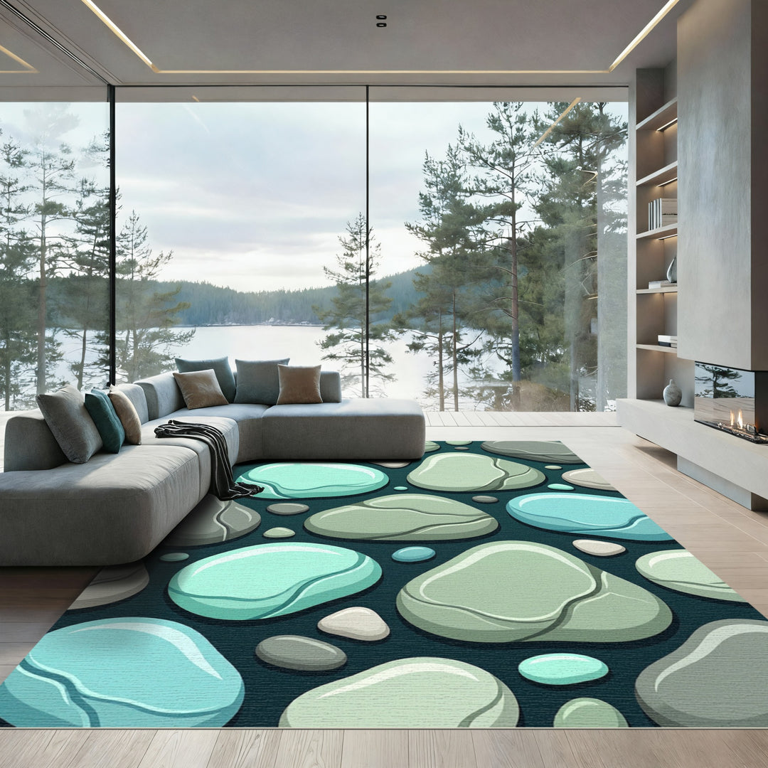 Smooth Organic Pebble Abstraction Rug