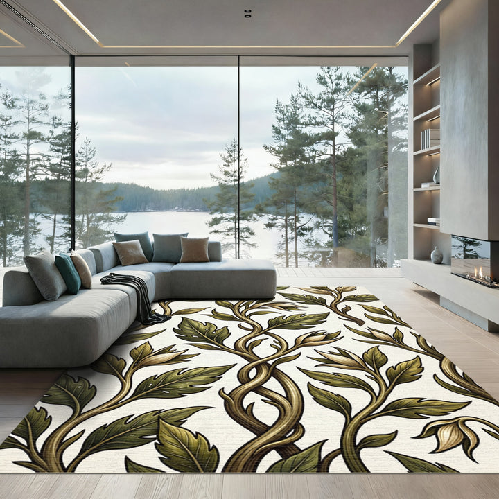 Art Nouveau Green Vines Woodland Rug