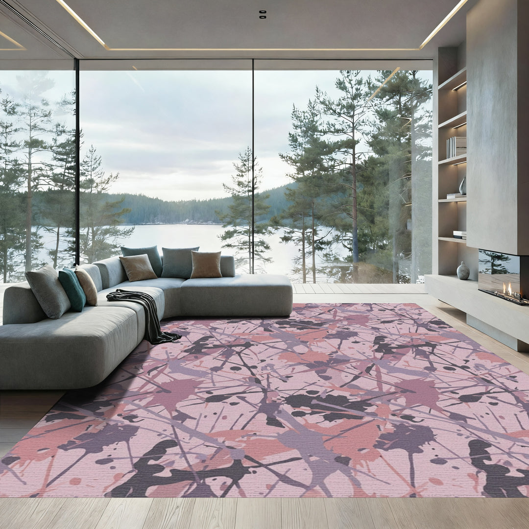 Mauve Gray Splatter Abstract Rug
