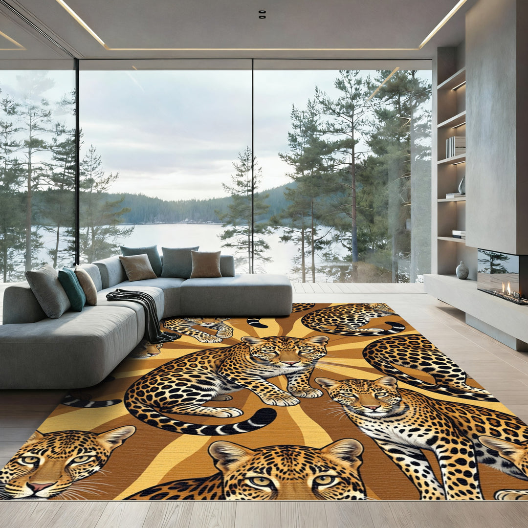 Golden Jaguar Spots Radiant Rug