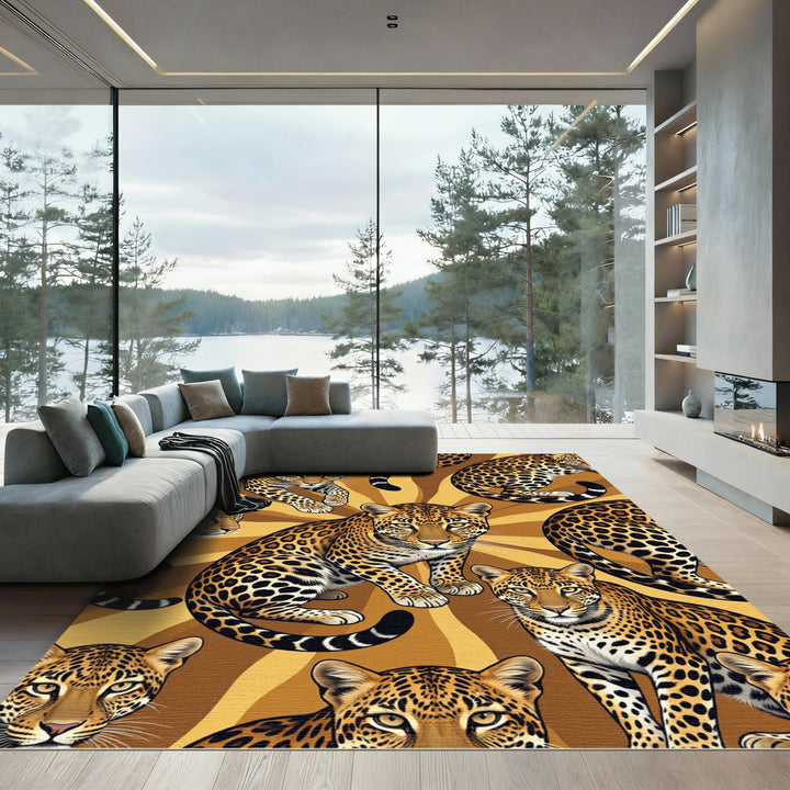 Golden Jaguar Spots Radiant Rug