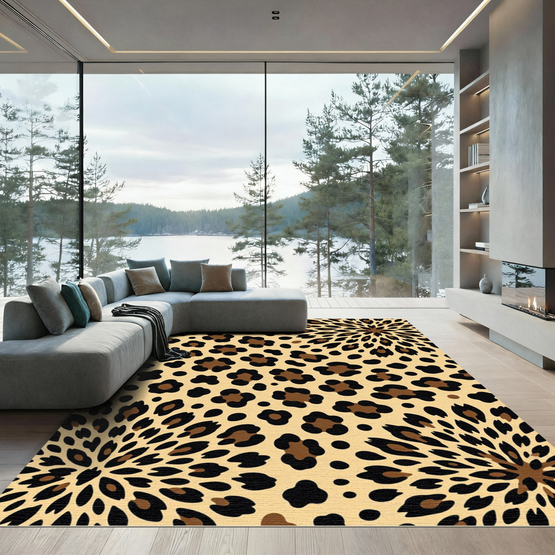 Spotted Radial Leopard Bloom Arrangement Rug
