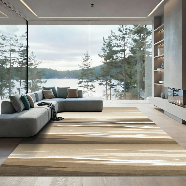 Abstract Sepia Ocean Wave Rug