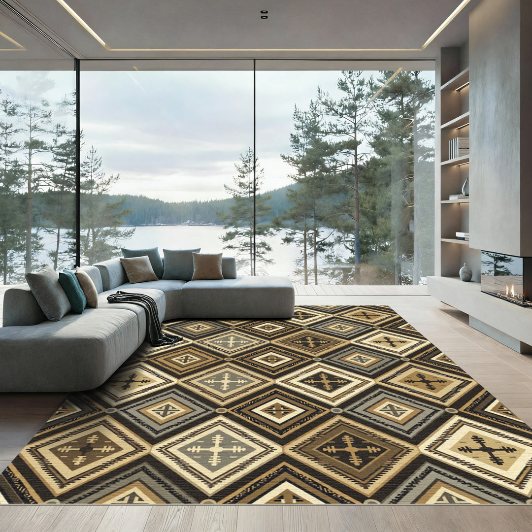 Geometric Diamond Ethnic Ornament Rug