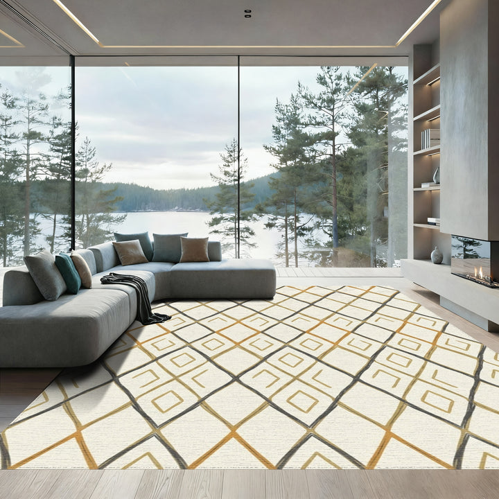 Earthy Diamond Lattice Rug