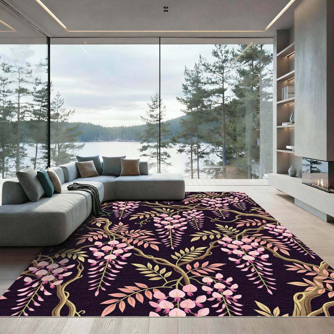 Pink Sakura Blossom Vine Rug