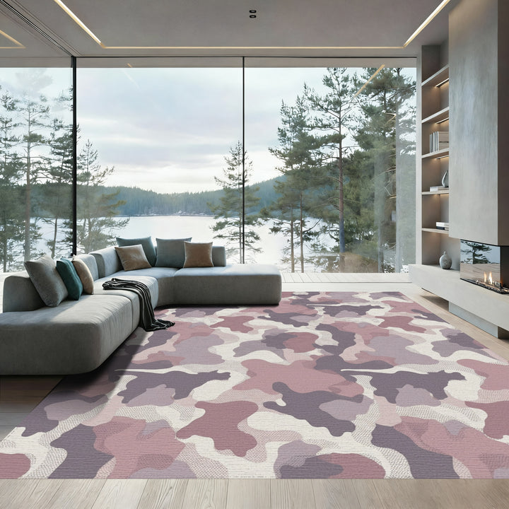 Soft Camouflage Abstract Shape Rug