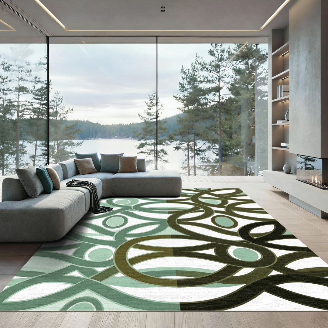 Sage Green Interlocking Ovals Rug