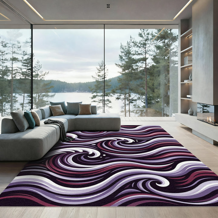 Fluid Amethyst Swirls Wave Rug
