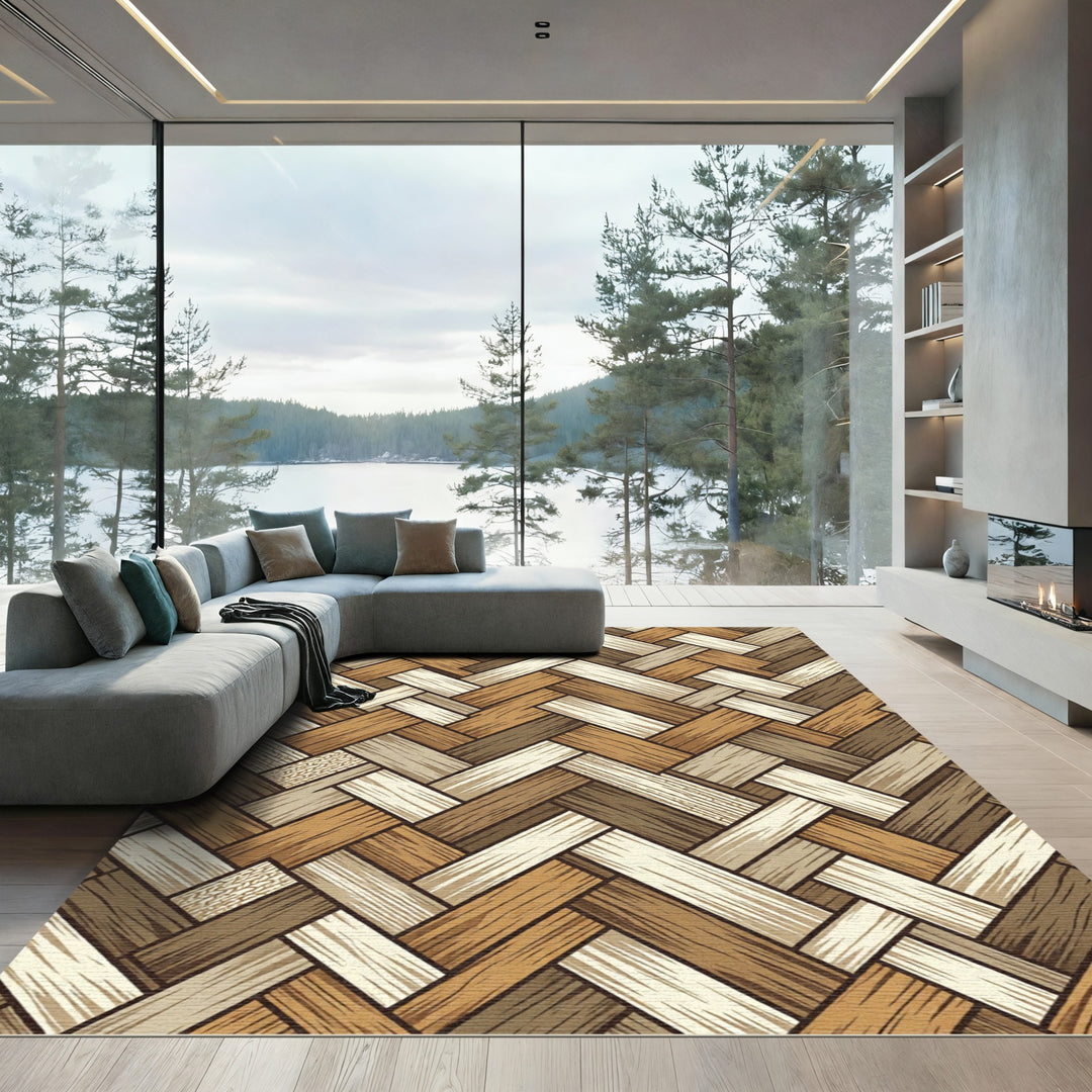 Woven Wood Herringbone Rug