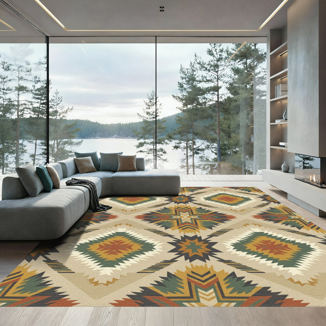 Geometric Southwestern Diamond Medallion Rug