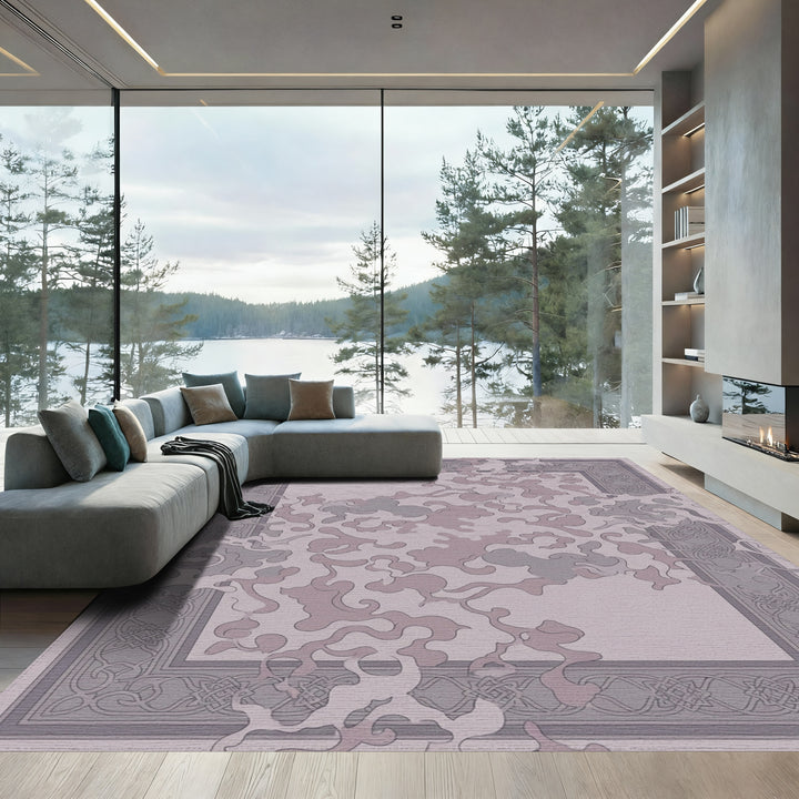 Subtle Gray Amorphous Border Rug
