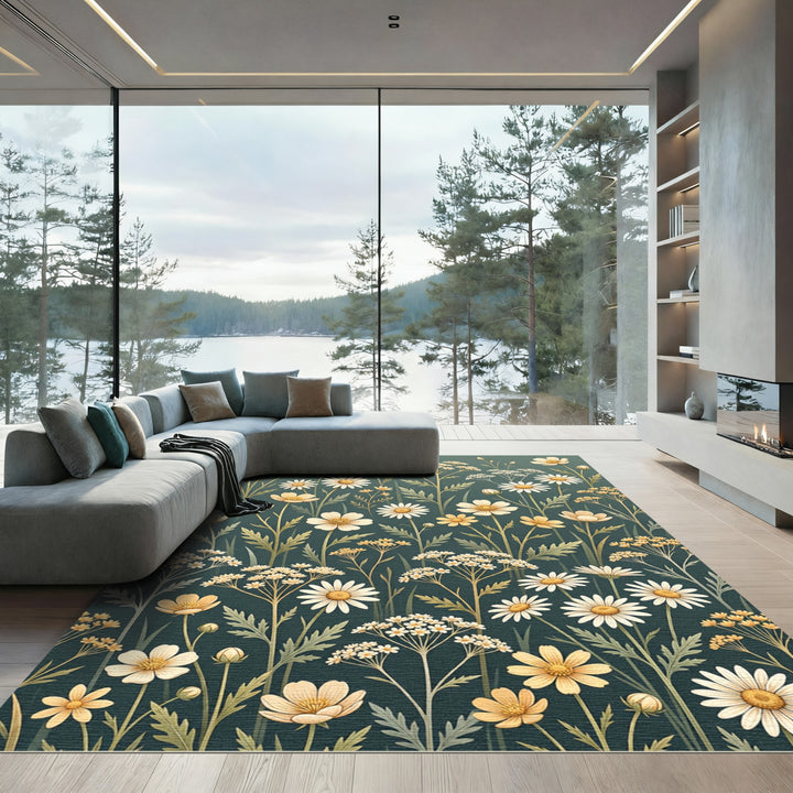 Field of Wildflowers Botanical Art Rug