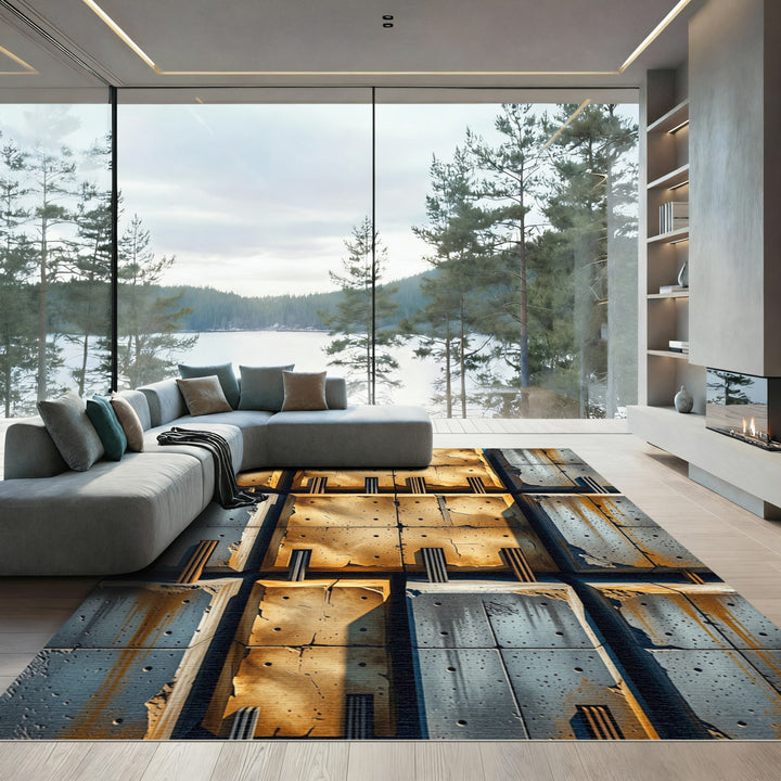 Industrial Concrete Blocks Texture Rug