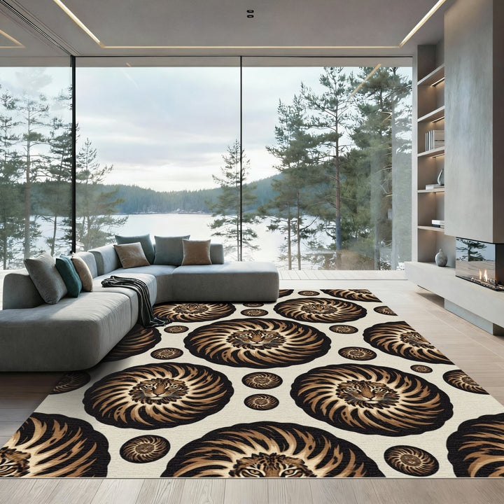 Fierce Tiger Swirl Abstract Rug