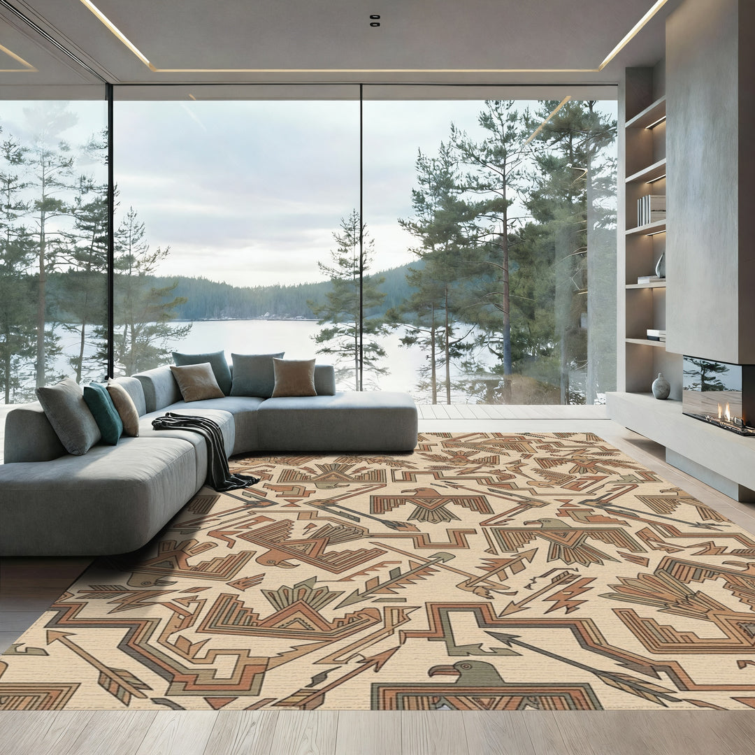 Thunderbird Arrows Earthy Geometric Rug