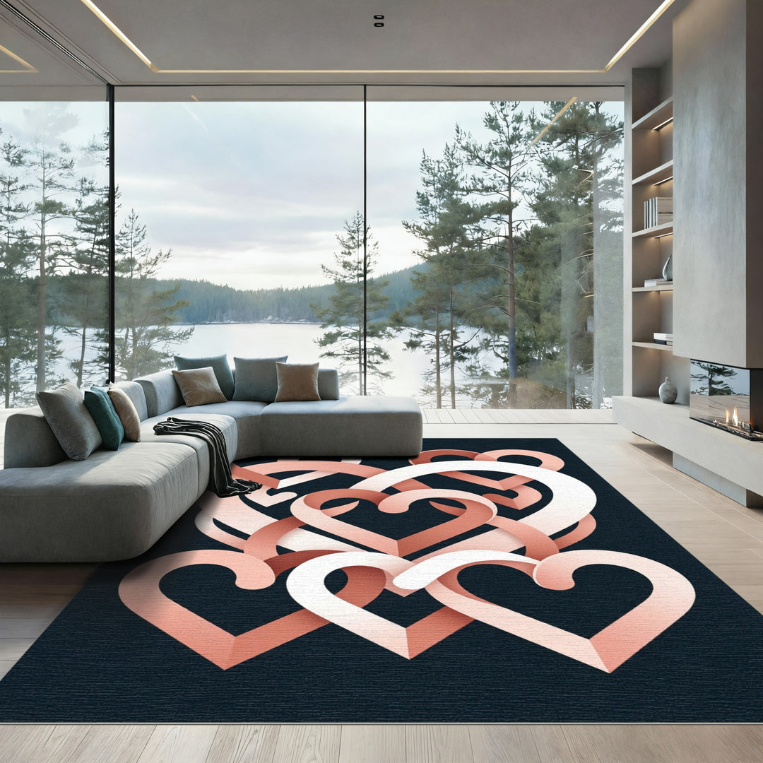 Woven Coral Heart Intertwine Rug