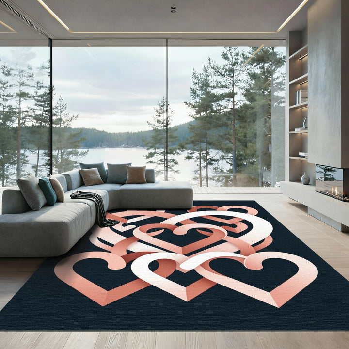 Woven Coral Heart Intertwine Rug