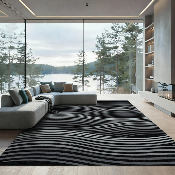 Gray Wavy Stripes Rug