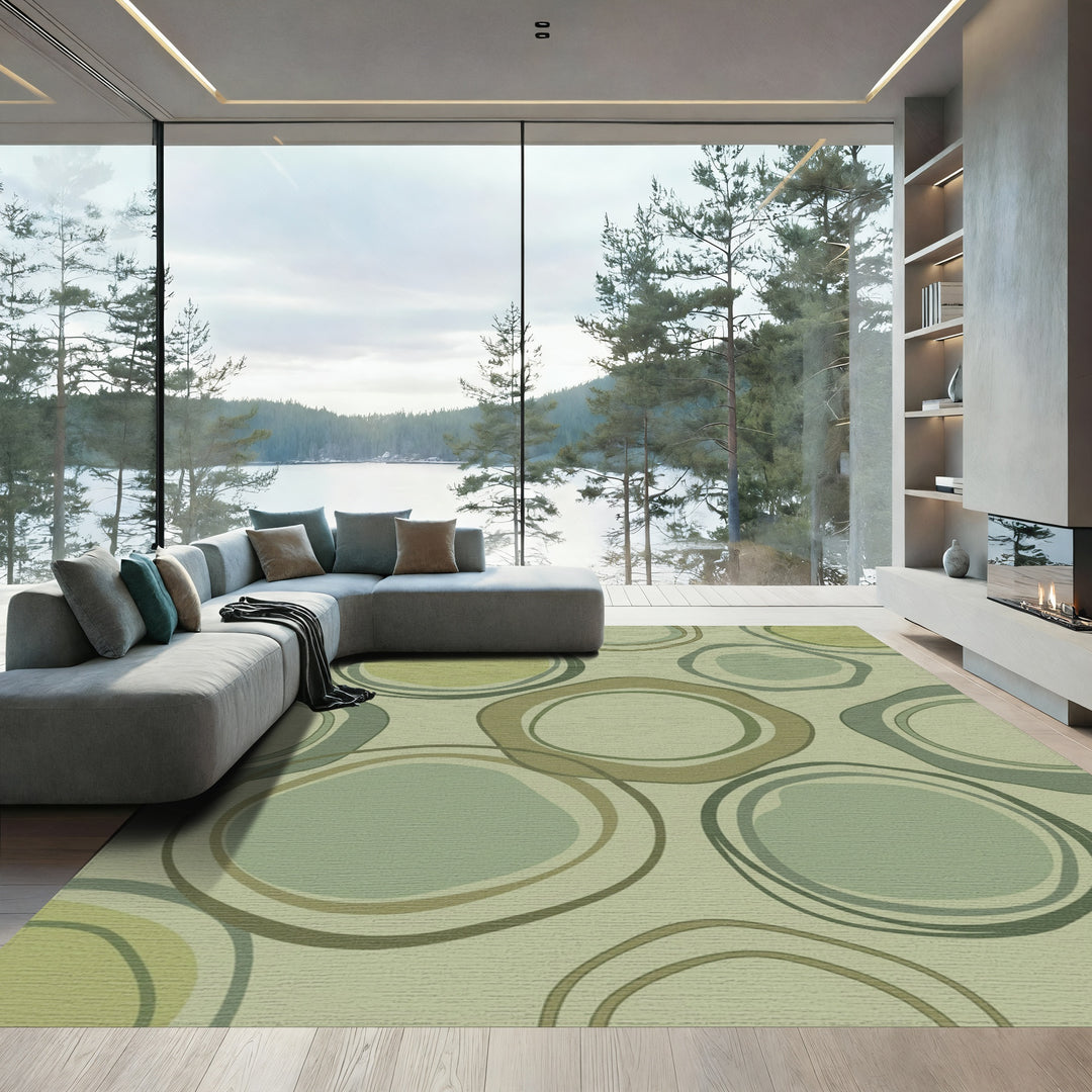 Earthy Tones Abstract Circles Rug