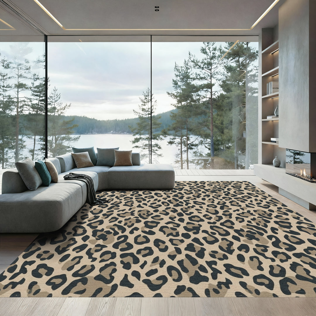 Classic Leopard Spots Tan Rug