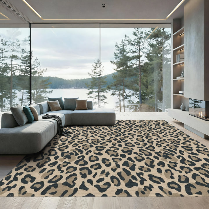 Classic Leopard Spots Tan Rug