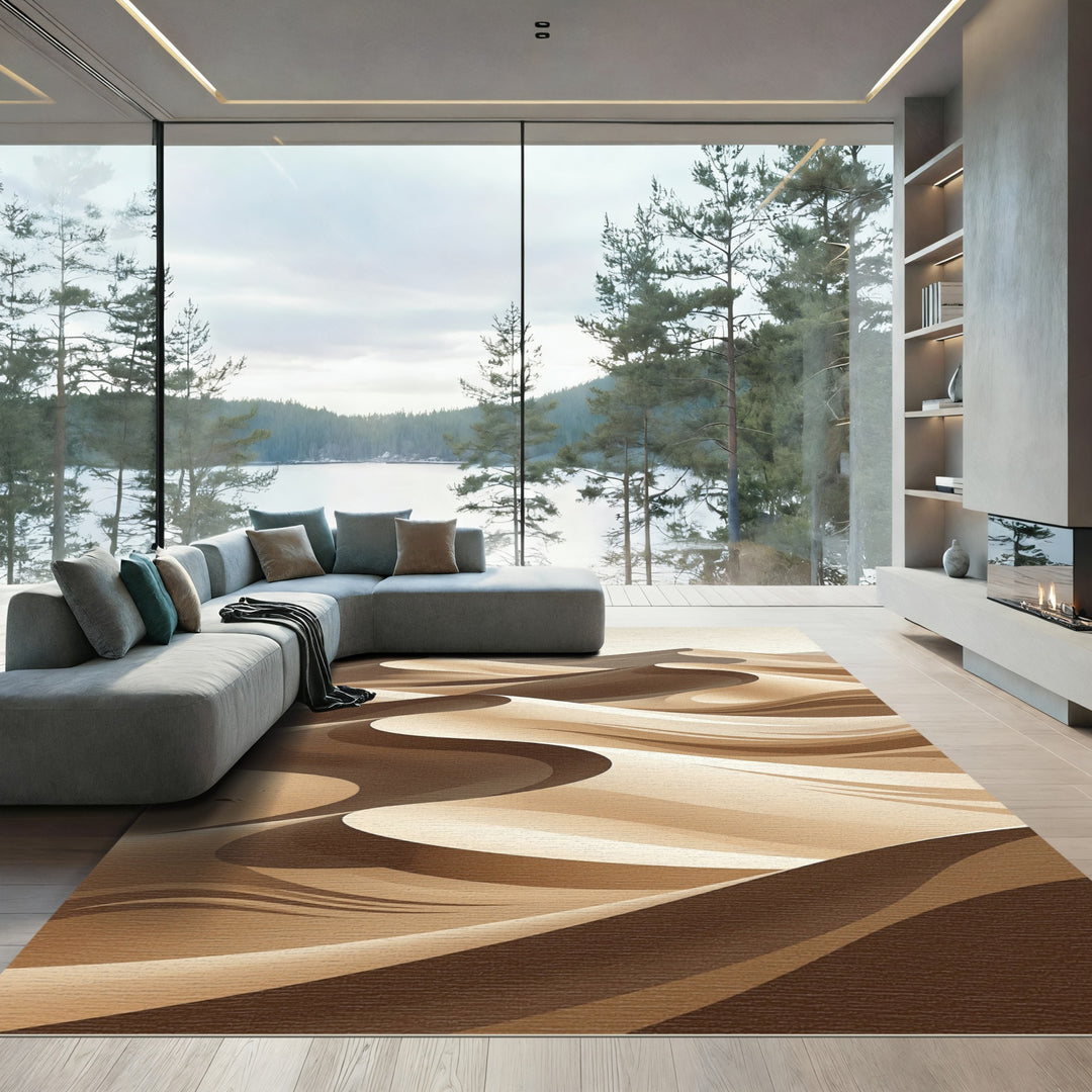 Earthy Dune Waves Landscape Rug
