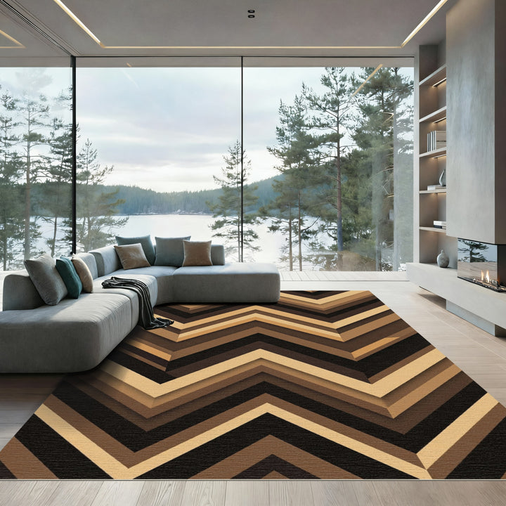 Earthy Tone Chevron Stripe Rug