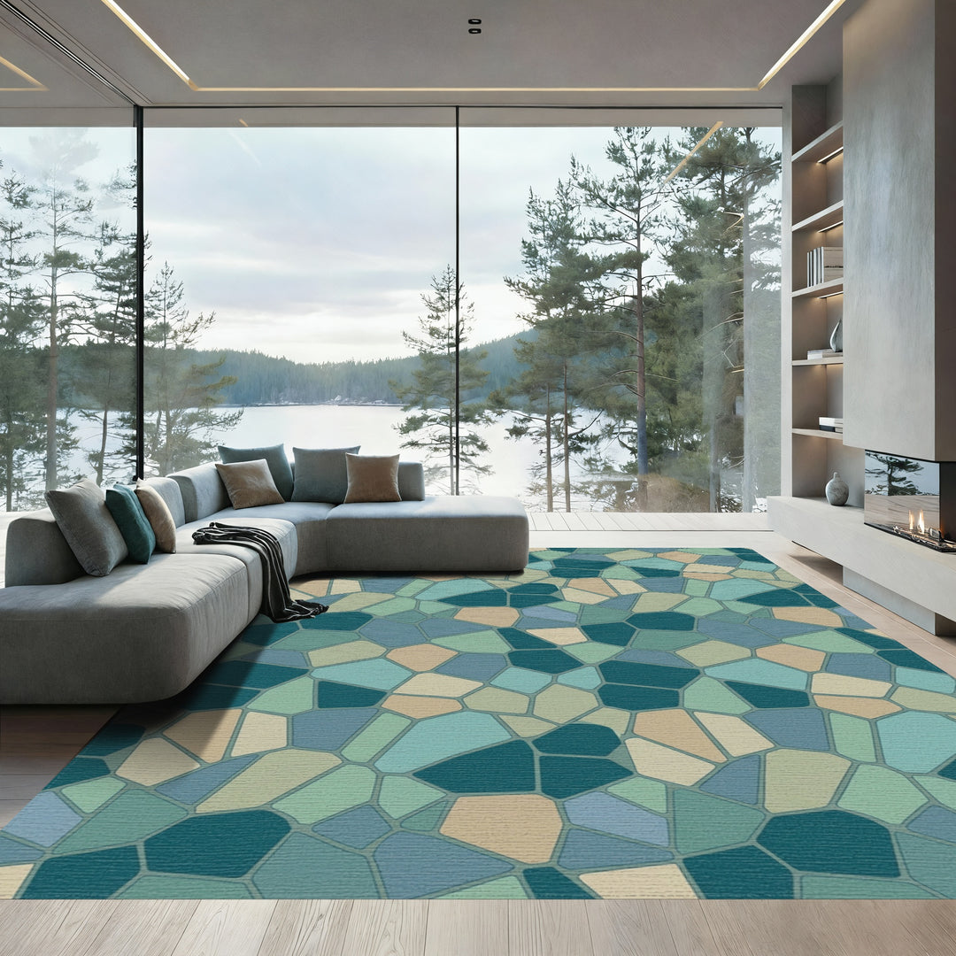 Oceanic Geode Irregular Tessellation Rug