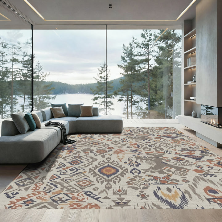 Patchwork Earthy Tone Floral Medallion Rug