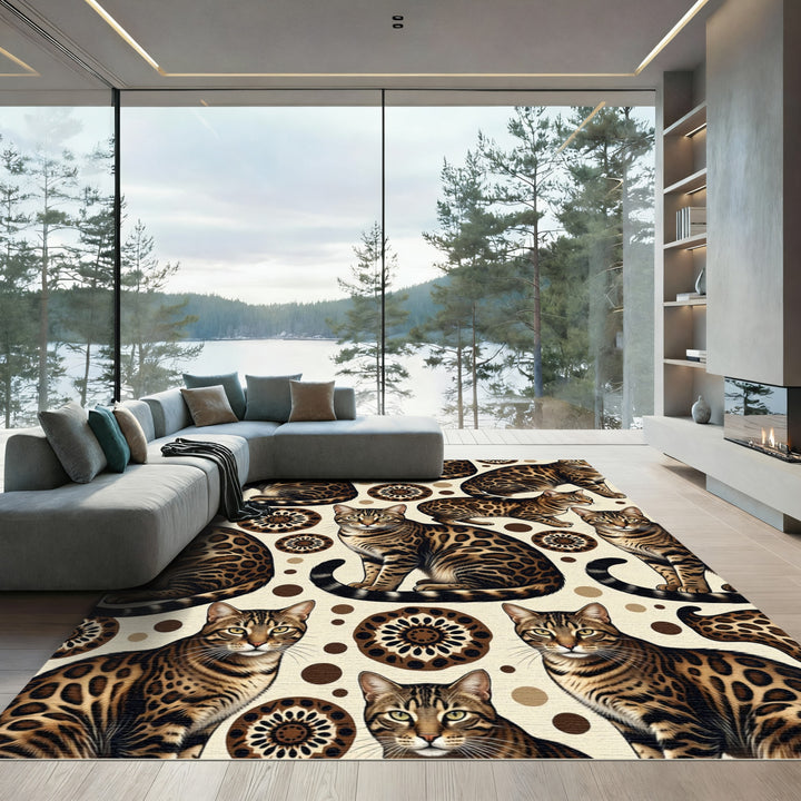 Bengal Leopard Spots Mandala Rug