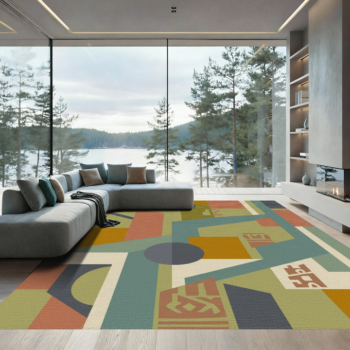 Abstract Geometric Terracotta Circles Rug