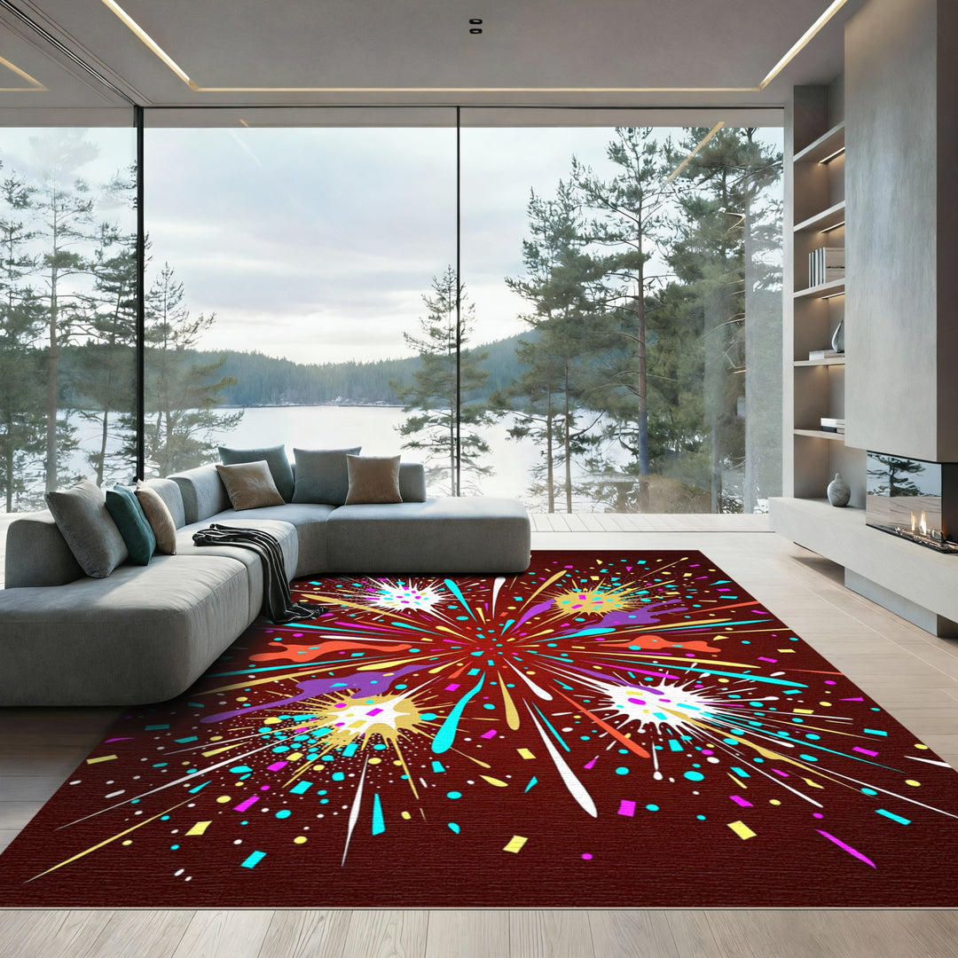 Festive Bursting Confetti Explosion Rug