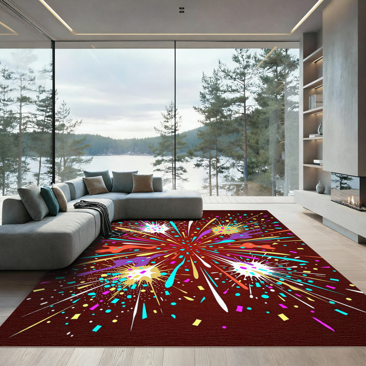 Festive Bursting Confetti Explosion Rug