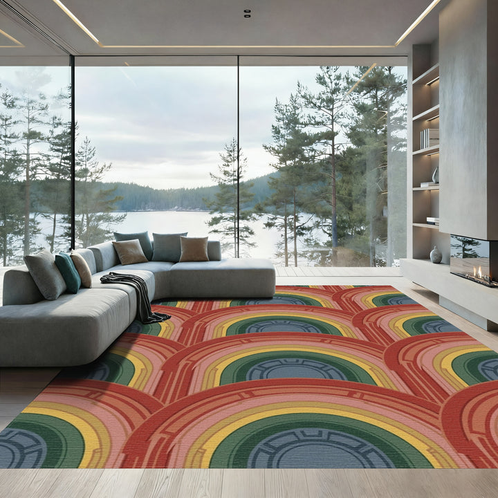 Retro Rainbow Arch Rug