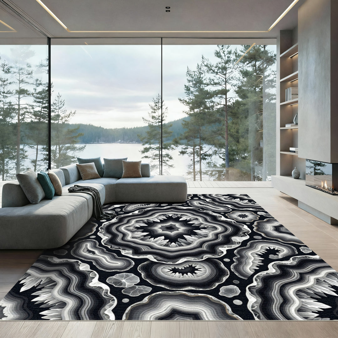Monochromatic Agate Crystal Geode Rug