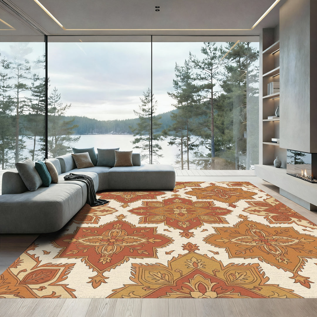 Earthy Tone Ornate Medallion Rug