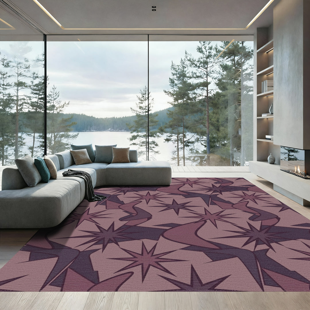 Mauve Abstract Starburst Boomerang Rug