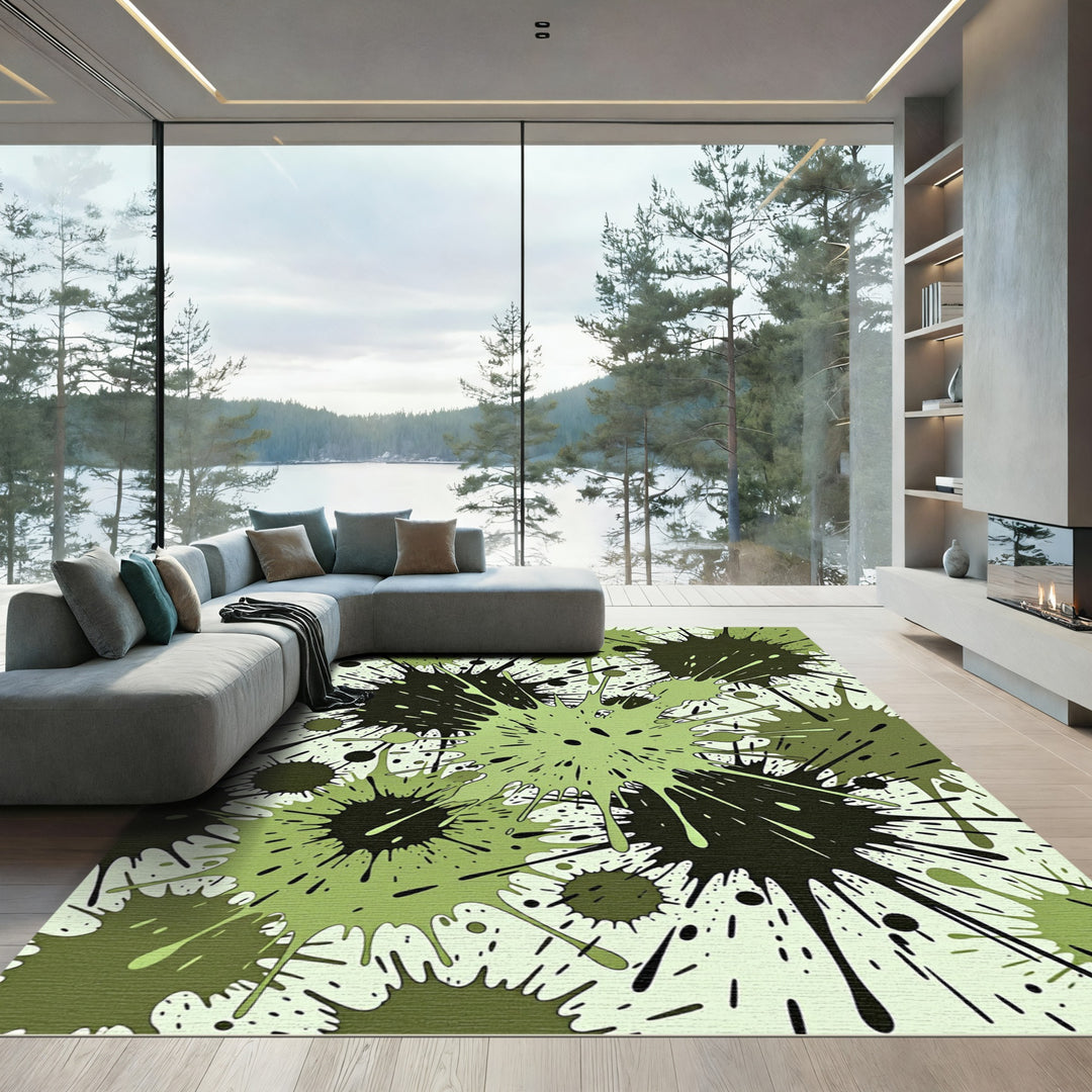 Abstract splattered ink Rug