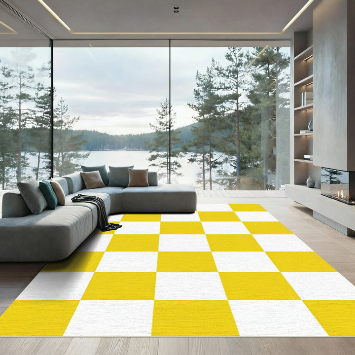 Jazzy Yellow Squares Area Rug