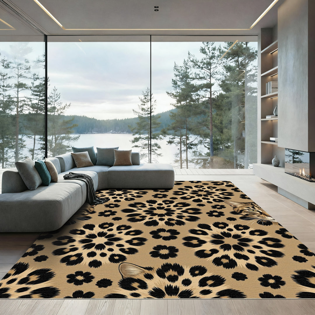 Wild Cat Floral Medallion Rug