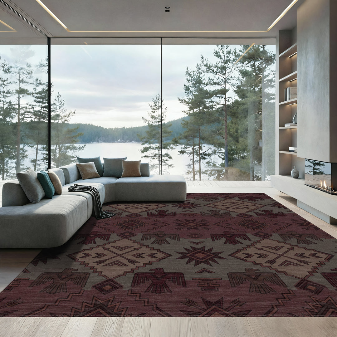 Earthy Eagle Arrow Diamond Medallion Rug