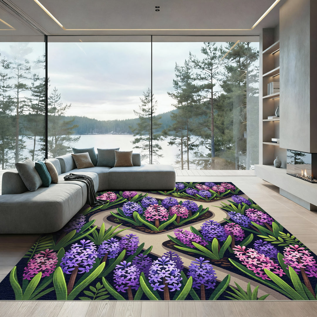Vibrant Purple Pink Hyacinth Garden Rug