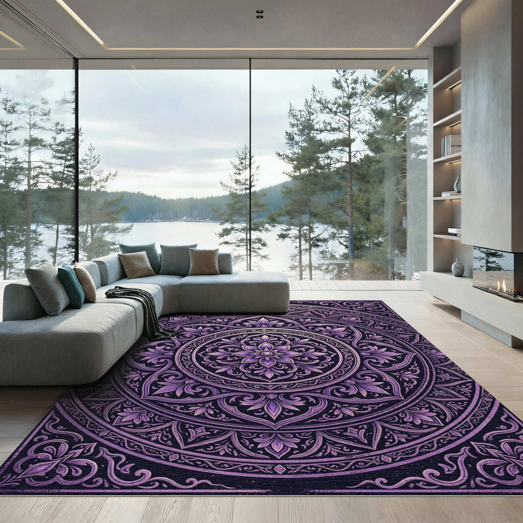 Amethyst Floral Mandala Rug