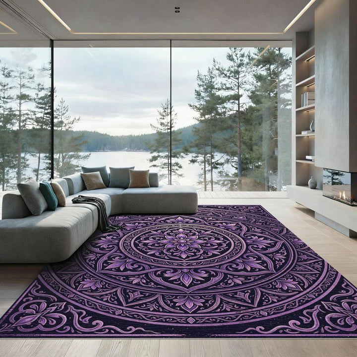 Amethyst Floral Mandala Rug