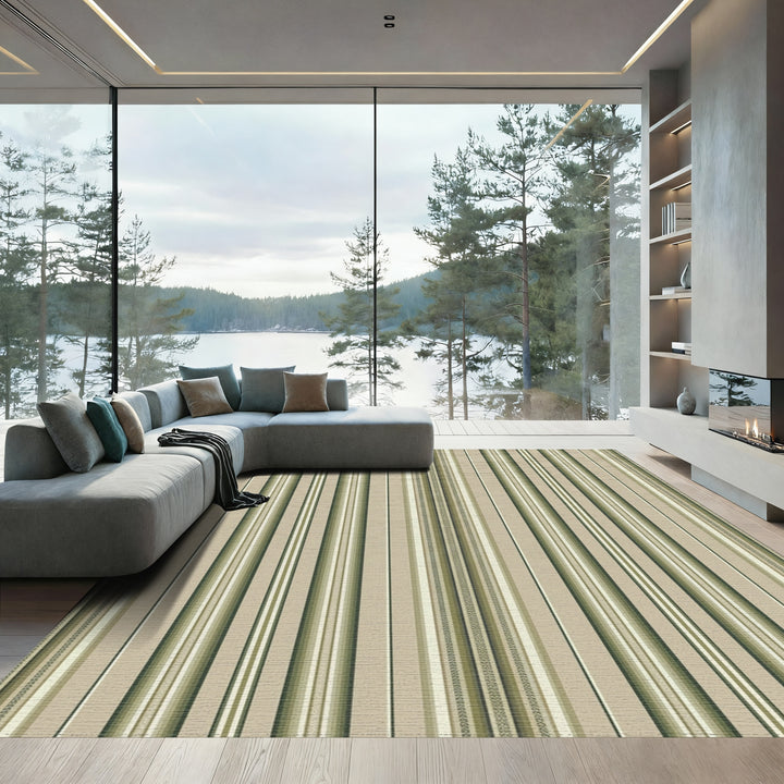 Earthy Neutral Stripe Tonal Accent Rug