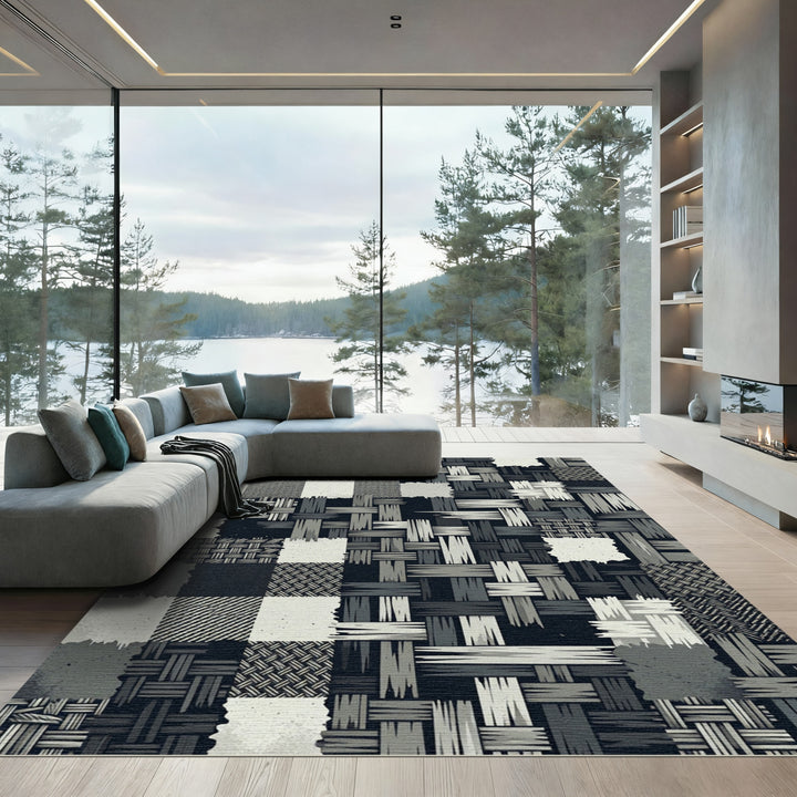 Rustic Buffalo Check Woven Rug