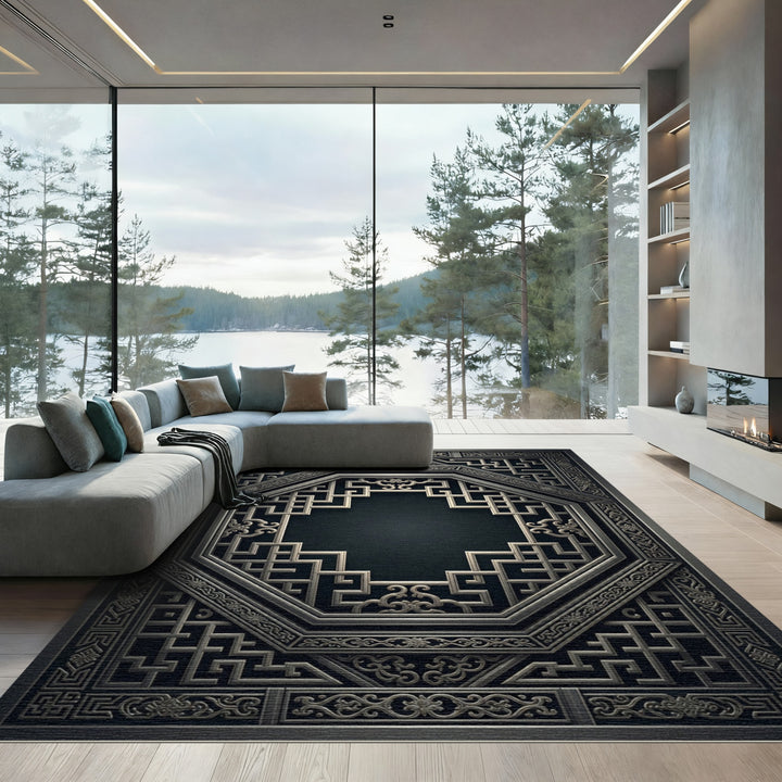 Elegant Octagonal Lattice Work Rug