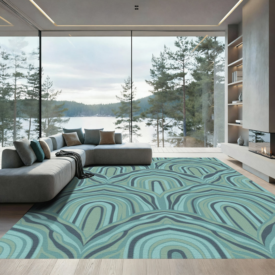 Teal Blue Agate Arch Repeat Rug